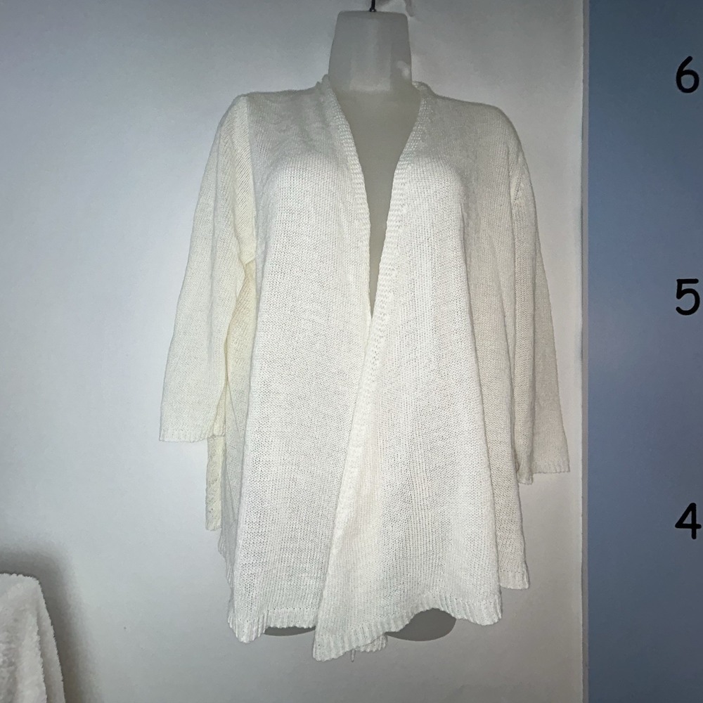 Women's White Sheer Open Cardigan Crochet Mesh Loose‎ Weave  Stretch One Size